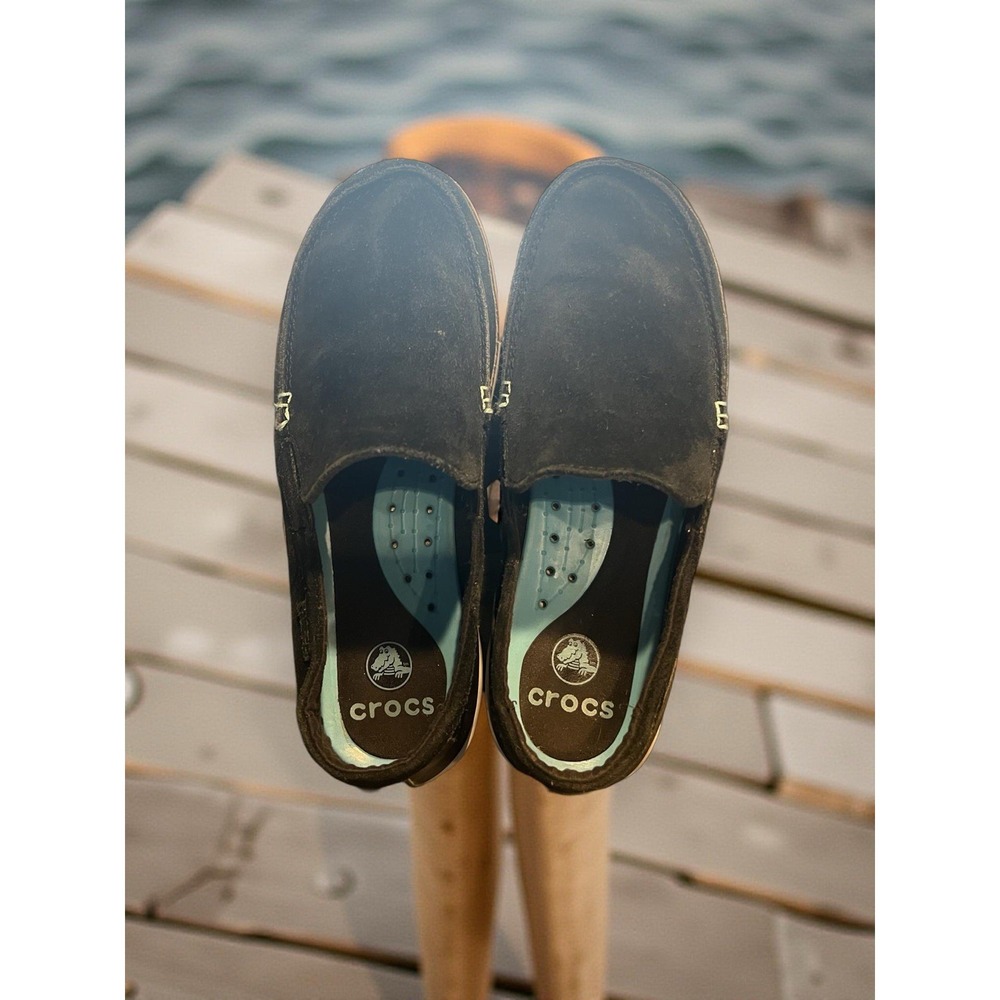 Crocs Black Slip-On Comfort Loafers 14757 Mens 8 - Picture 3 of 5
